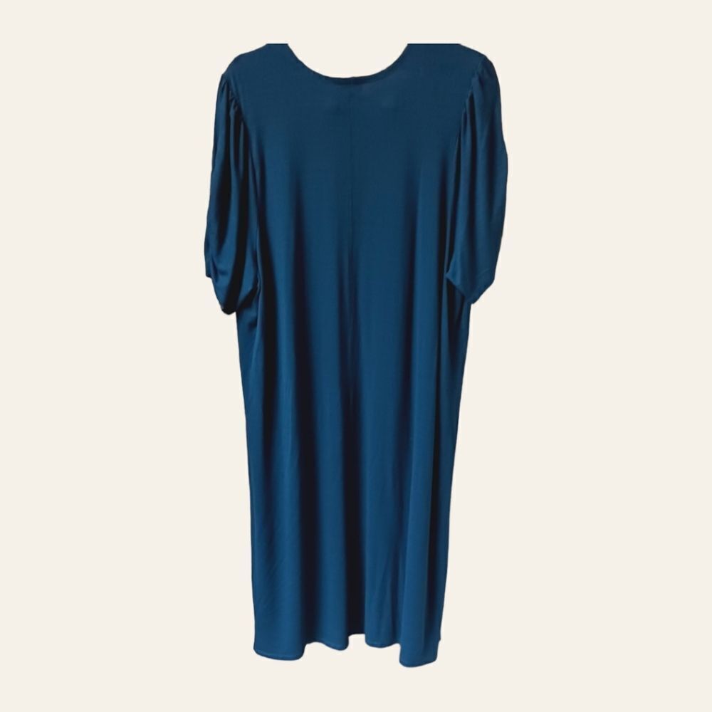 TORRID NEW Plus Size Blue Ruched Short Sleeve Fit & Flare Duster. - Picture 7 of 16